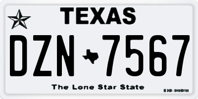 TX license plate DZN7567