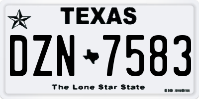 TX license plate DZN7583