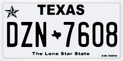 TX license plate DZN7608