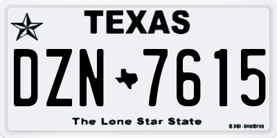TX license plate DZN7615