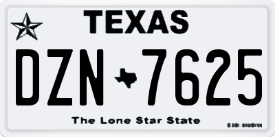 TX license plate DZN7625