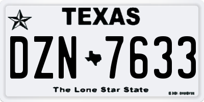 TX license plate DZN7633