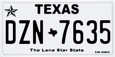 TX license plate DZN7635