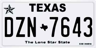 TX license plate DZN7643