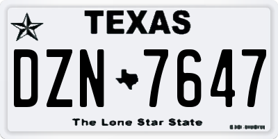 TX license plate DZN7647