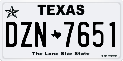 TX license plate DZN7651