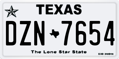 TX license plate DZN7654