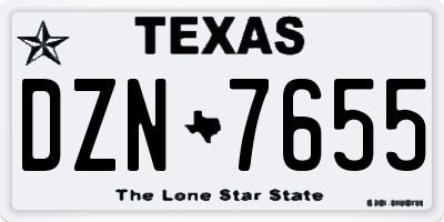 TX license plate DZN7655