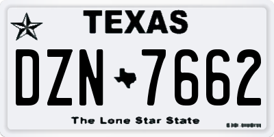 TX license plate DZN7662