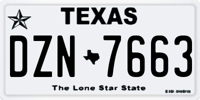 TX license plate DZN7663