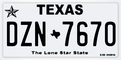 TX license plate DZN7670