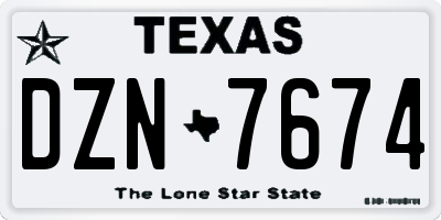 TX license plate DZN7674