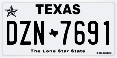 TX license plate DZN7691