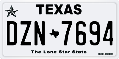 TX license plate DZN7694
