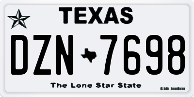 TX license plate DZN7698