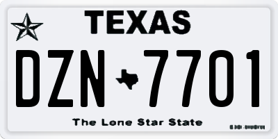 TX license plate DZN7701