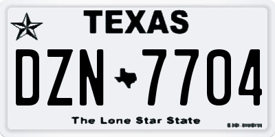 TX license plate DZN7704