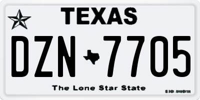 TX license plate DZN7705