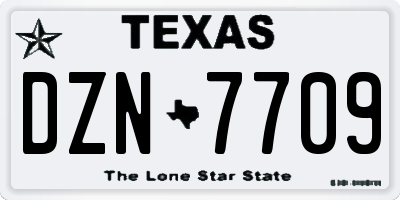 TX license plate DZN7709