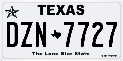 TX license plate DZN7727