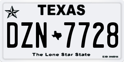 TX license plate DZN7728