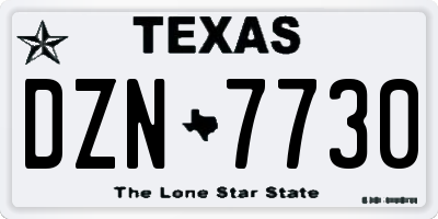 TX license plate DZN7730