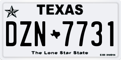 TX license plate DZN7731