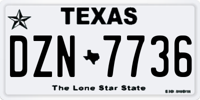 TX license plate DZN7736