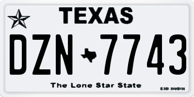 TX license plate DZN7743