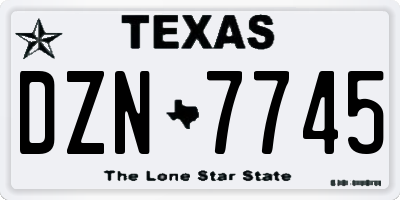 TX license plate DZN7745