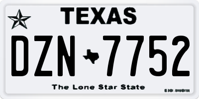 TX license plate DZN7752