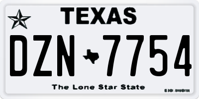 TX license plate DZN7754