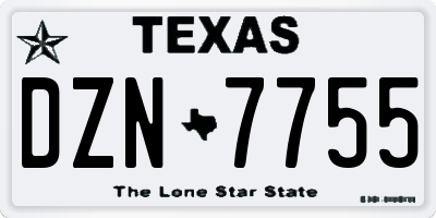 TX license plate DZN7755