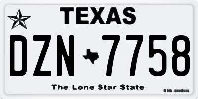 TX license plate DZN7758