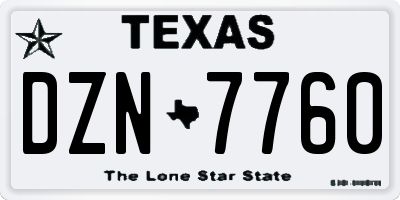 TX license plate DZN7760