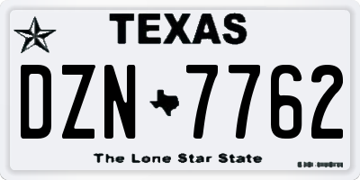 TX license plate DZN7762