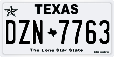 TX license plate DZN7763