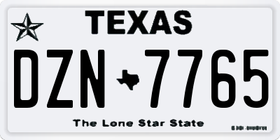 TX license plate DZN7765