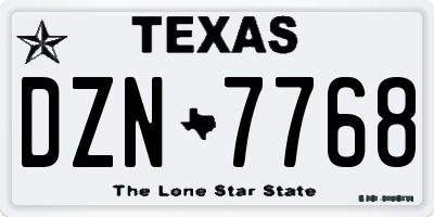 TX license plate DZN7768