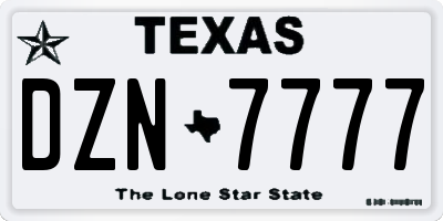 TX license plate DZN7777