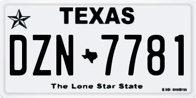 TX license plate DZN7781