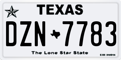 TX license plate DZN7783