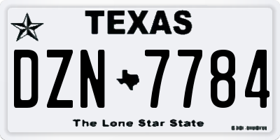 TX license plate DZN7784