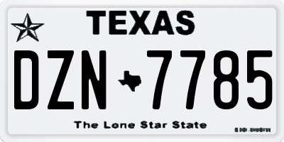 TX license plate DZN7785