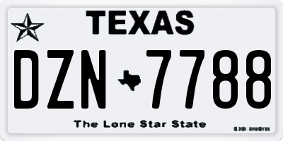 TX license plate DZN7788