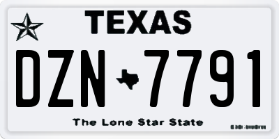 TX license plate DZN7791