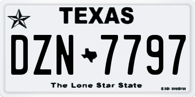 TX license plate DZN7797
