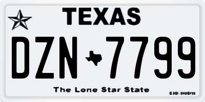 TX license plate DZN7799