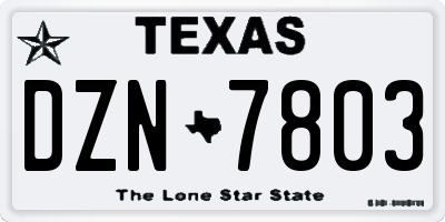 TX license plate DZN7803