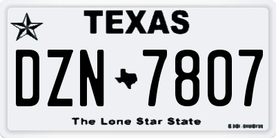 TX license plate DZN7807